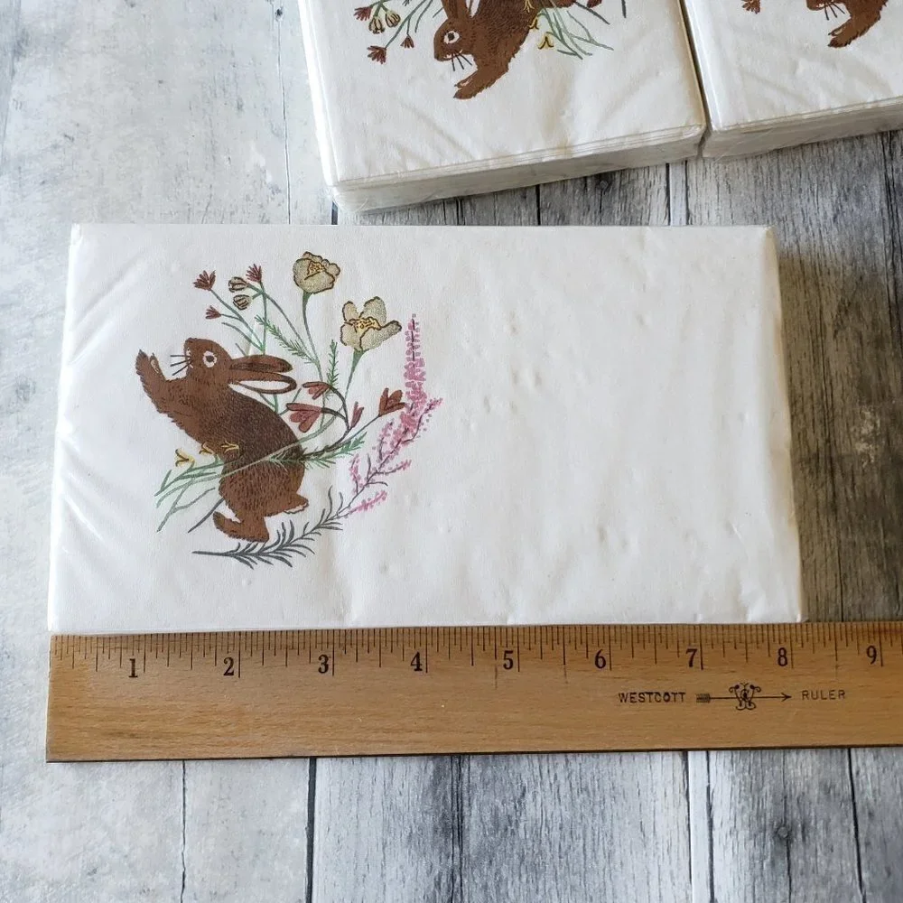 NWT – (Set of 3 pkgs) 16ct Paper Napkin per package Bunny Rabbit Flower